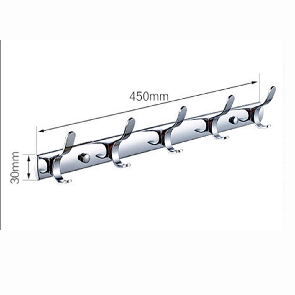 4/5/6 Hooks Stainless Steel Chrome Plating Thicken Robe Hooks Bathroom Coat Hat Wall Mounted Hanger Towel Holder