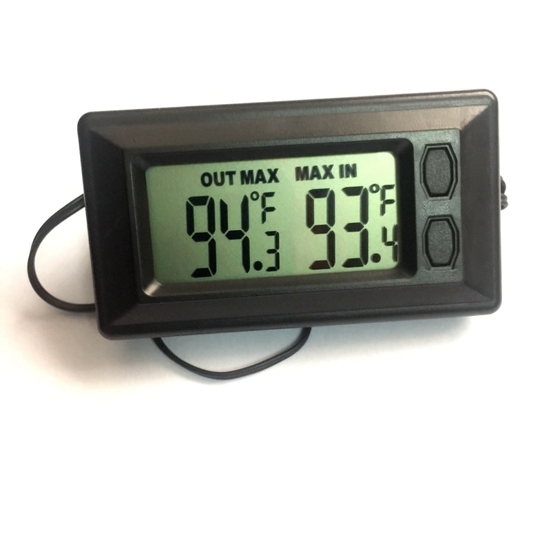 Termómetro Digital para coche, medidor de temperatura electrónico, LCD de entrada/salida, registro máximo mínimo de 1,5 M, Sensor externo, color negro