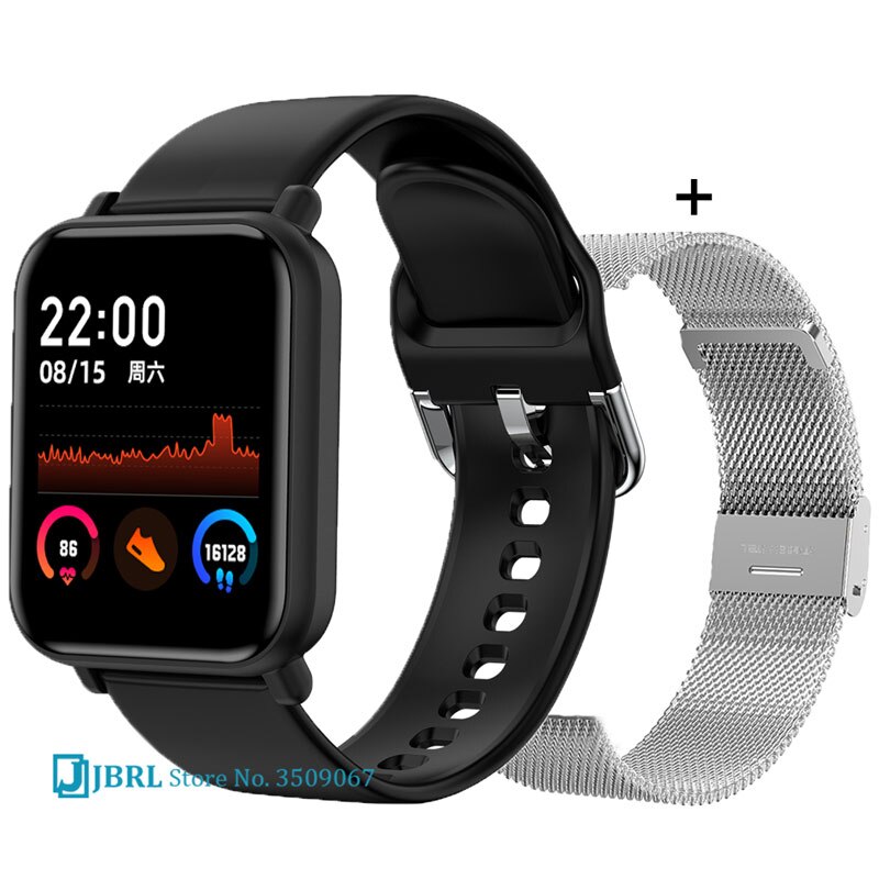 Children Full Touch Smart Wristband Girls Boys Smart Watch Swimming Kids Smartband Teen Fitness Bracelet Bluetooth Android IOS: black add strap 2