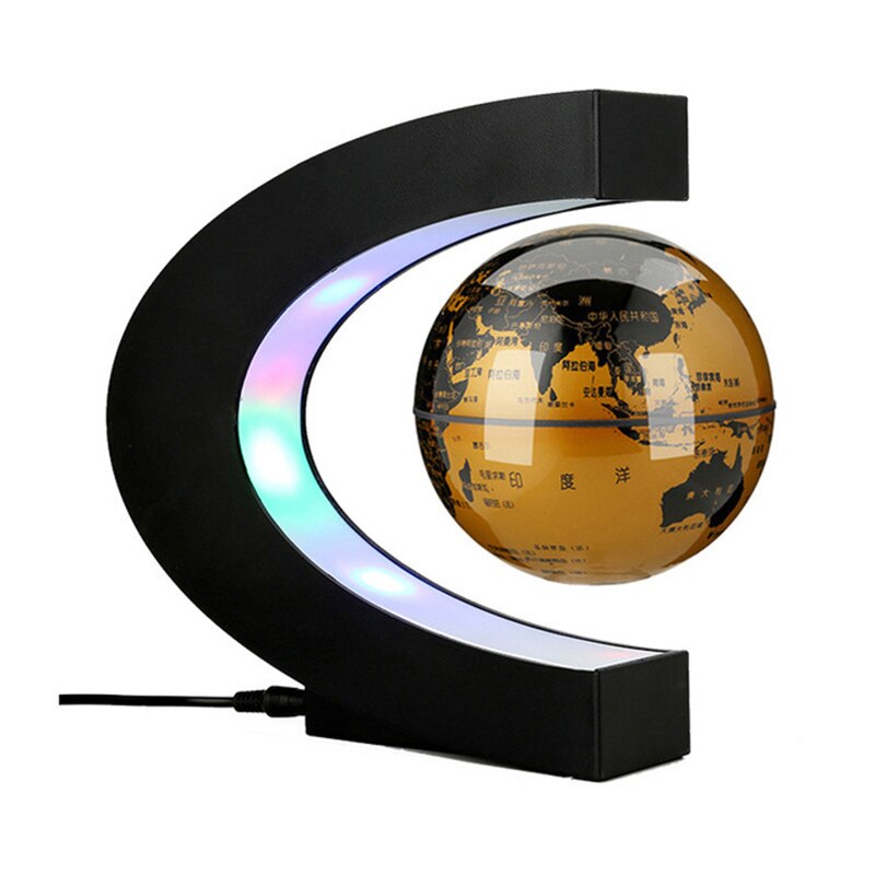 Elektromagnetisk suspension globus anti-tyngdekraft ledet lys magnetisk suspension globe verdenskort kugleundervisning boligindretning kloden: Kinesisk gylden bold