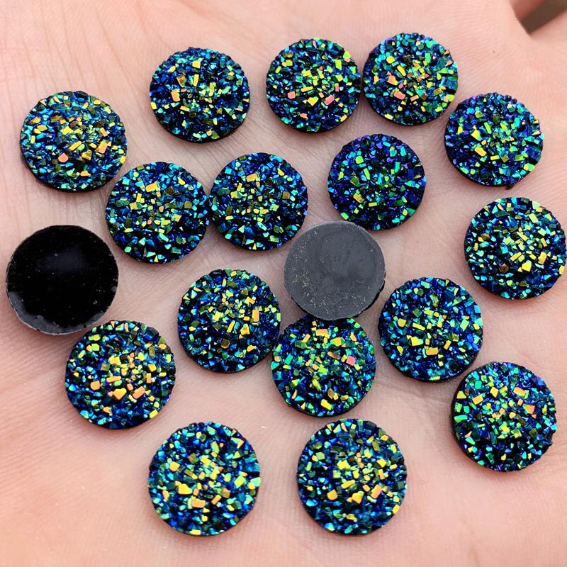 Cristal AB 12mm 80 pièces/lot de pierres précieuses en résine à dos plat, strass ronds à pois, pour décoration à faire soi-même: A557