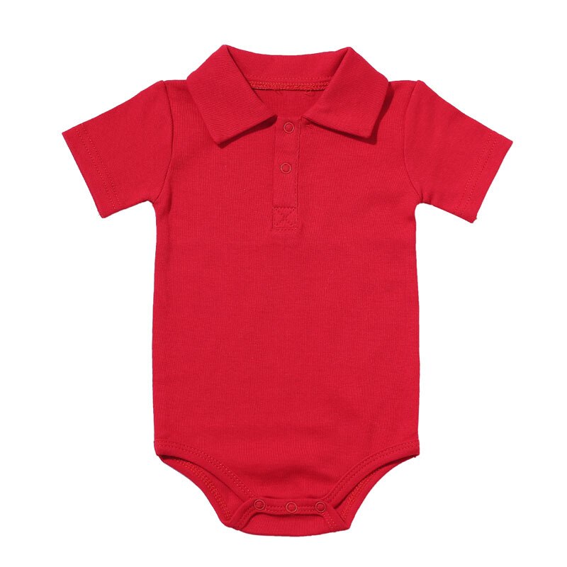 Zomer Baby Boy Kraag Korte Mouw Katoen Driehoek Romper Pasgeboren Baby Kleding: Rood