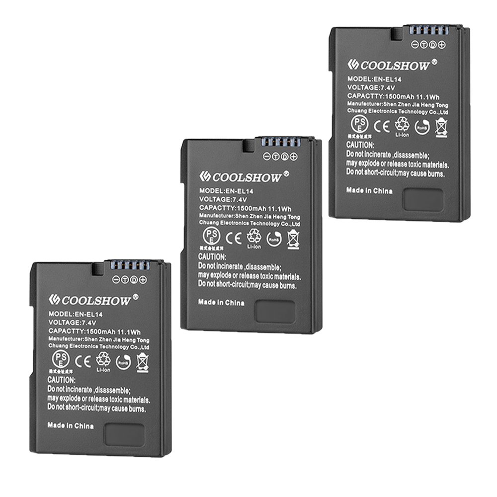 Enel 14 batteri 1500 mah til nikon  d3100 d3200 d3300 d3400 d3500 d5600 d5100 d5200 p7000 p7100 p7800 el14 batteri: 3 batterier