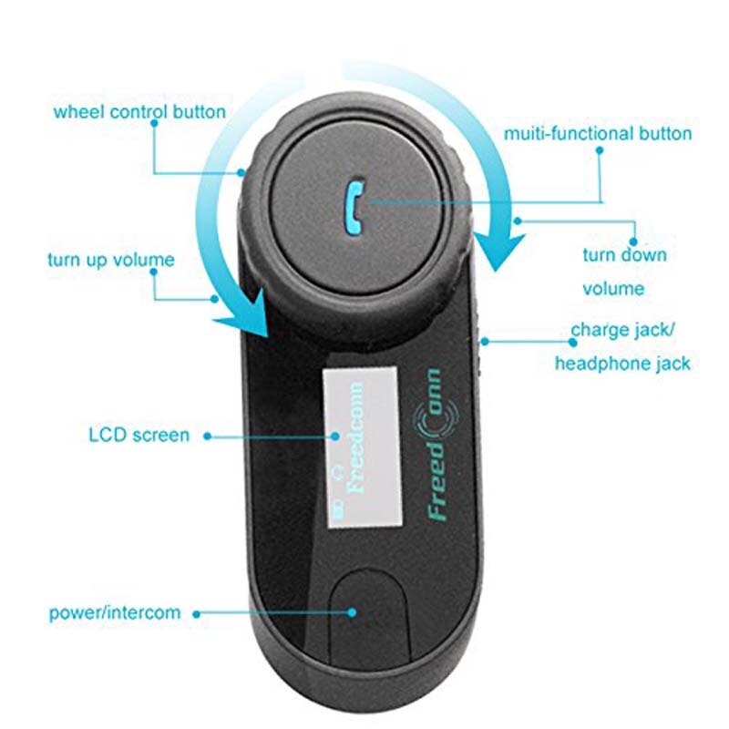 FreedConn T-COMSC Motorcycle Motorbike Helmet Bluetooth Intercom Interphone Headset,LCD (1pc with Soft Cable)