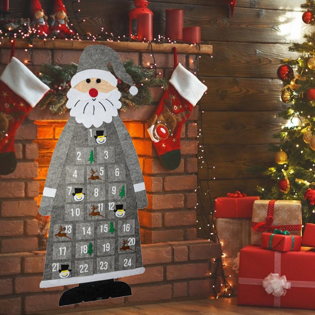 Christmas Calendar Santa DIY Felt Christmas Santa Wall Hanging Santa Felt Advent Calendar with Pockets 24 Days Countdown
