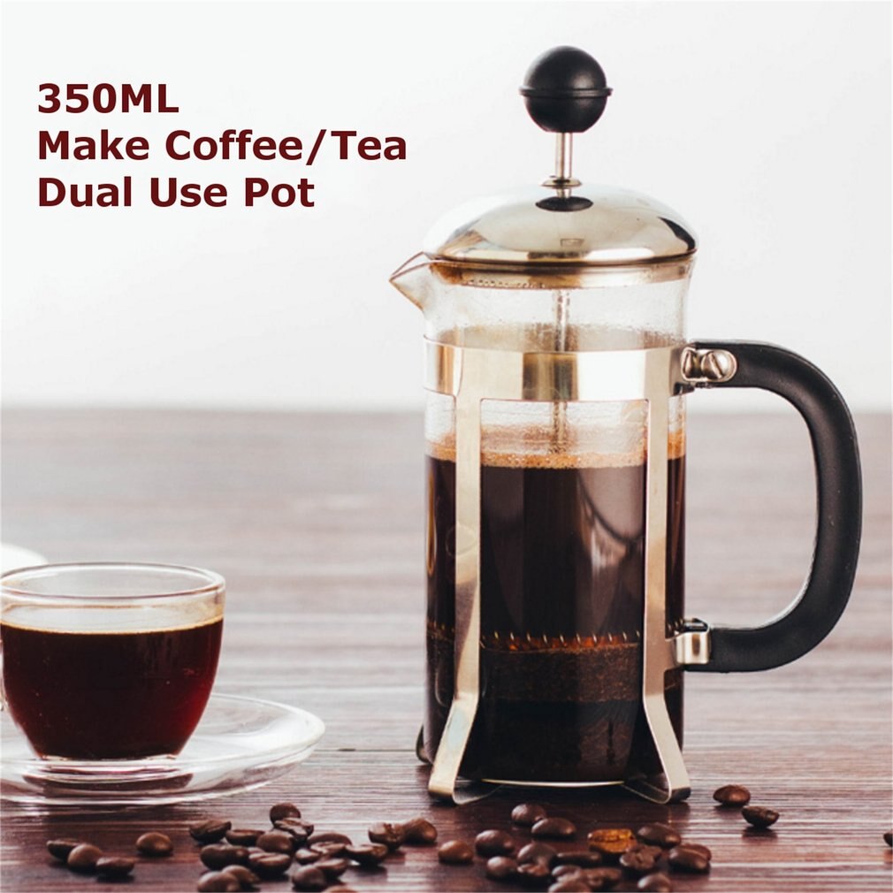 350Ml Compact Size Huishoudelijke Gebruik Rvs Glas Franse Pers Pot Filter Koffiekan Thee Koffiezetapparaat Koffie Tool