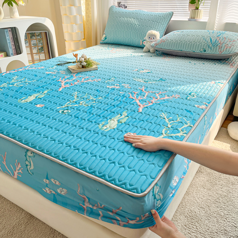 Zomermatrashoes Koel Aanvoelende Sprei Dikker Hoeslaken Met Elastische Band Huisbedhoes Cubre Colchón (Geen Kussensloop): 1.0m (3.3 feet) bed / Bordeaux