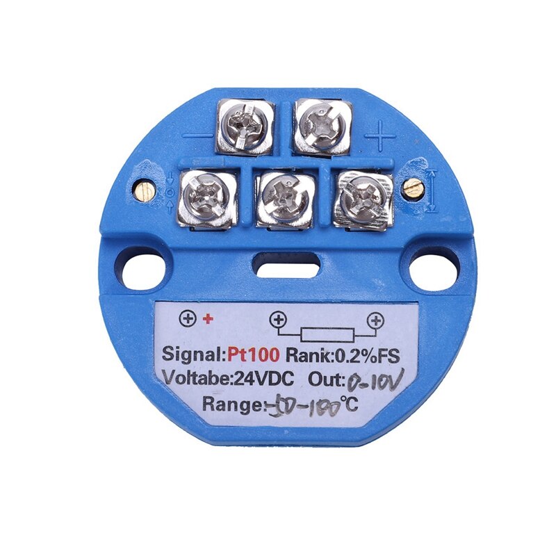 1Pcs RTD PT100 Temperature Transmitter DC24V Minus 50 - 100 Degree Output 0-10V & 1Pcs Steel Temperature Probe Pt100 RTD Sensor