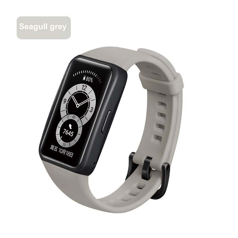 Band Voor Huawei Horloge Band 6 Voor Huawei Smart Horloge Armband 6 Band Met Tpu Zachte Beschermhoes Full Screen protector Case: Seagull Grey Strap