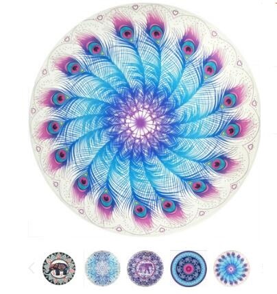 150cm bohem chiffon stor tynn mandala sommer rund strand skjerf håndkle solbad sjal wraps billedvev serviette de plage ymb 22