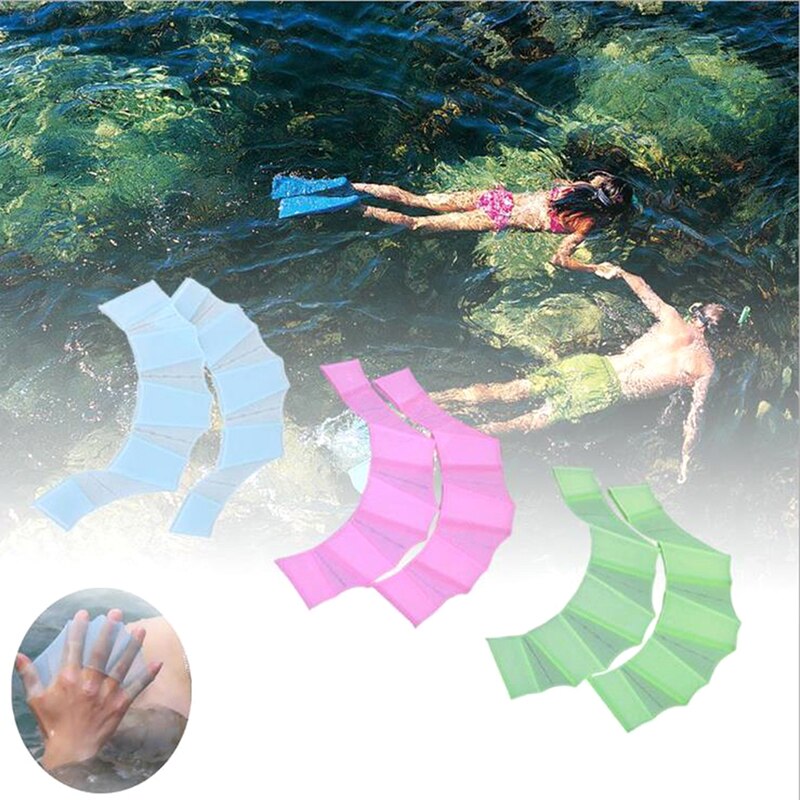 Schwimmen Hand Flossen Flossen Palme Finger vernetzt Handschuhe Paddel Wasser Sport 1 Paar unisex Frosch Typ Silikon Hüftgürtel