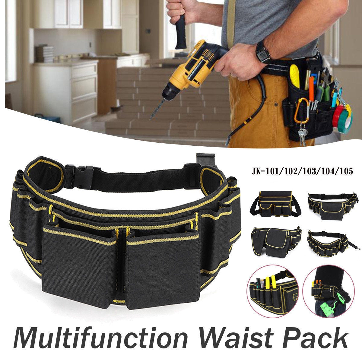 doersupp Multifunction Waist pack Tool Bag For Electrician Contractor Drill Screwdriver Utility Kit Storage Bags Handware Tool