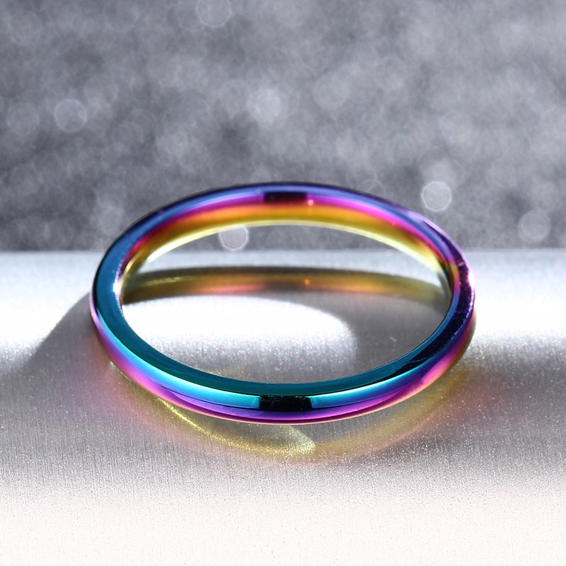 316 Stainless Steel 2mm Colorful Ring for Women