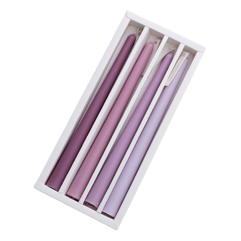 4pcs Elegent Taper Candles 9.8inch Tall Burning Smokeless Dinner Candles Wedding 37MF: 10