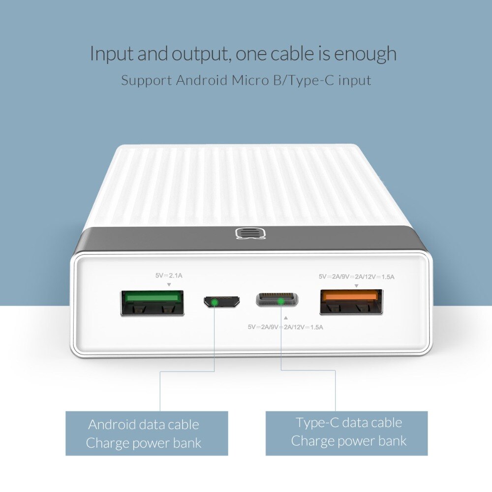ORICO Quick Charge 3.0 Power Bank 10000mah Three Output 5V2A/9V2A/12V1.5A*1 18W Max External Battery Charge for Mobile Phone