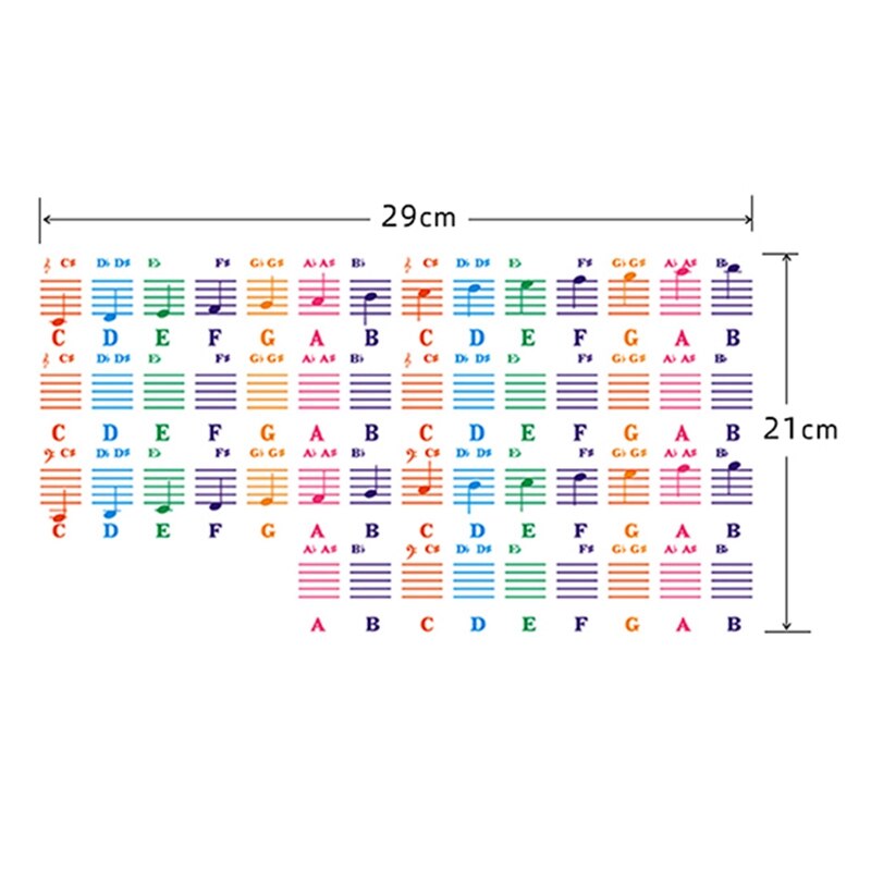 Piano Sticker Transparent Piano Keyboard Sticker 49/54/61/88 Key Electronic Keyboard 88 Key Piano Stave Note Sticker for Piano K