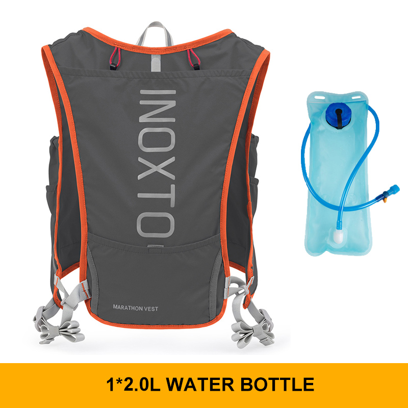 Inoxto Schnell trocknender Laufrucksack für Herren, 5 l, ultraleicht, feuchtigkeitsspendende Weste, Mountainbike-Fahrradtasche, atmungsaktiv, 2 l Wasserbeutel, Flasche: violette Farbe