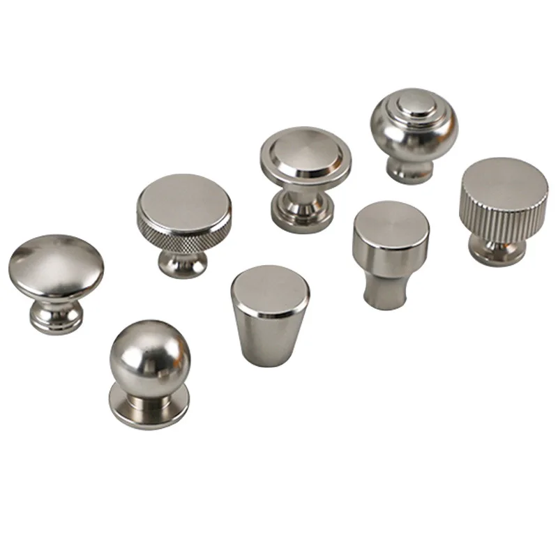Manija de un solo orificio de aluminio plateado, cajón de armario moderno, perilla redonda, muebles de armario de cocina, manija de puerta pequeña, decoración del hogar
