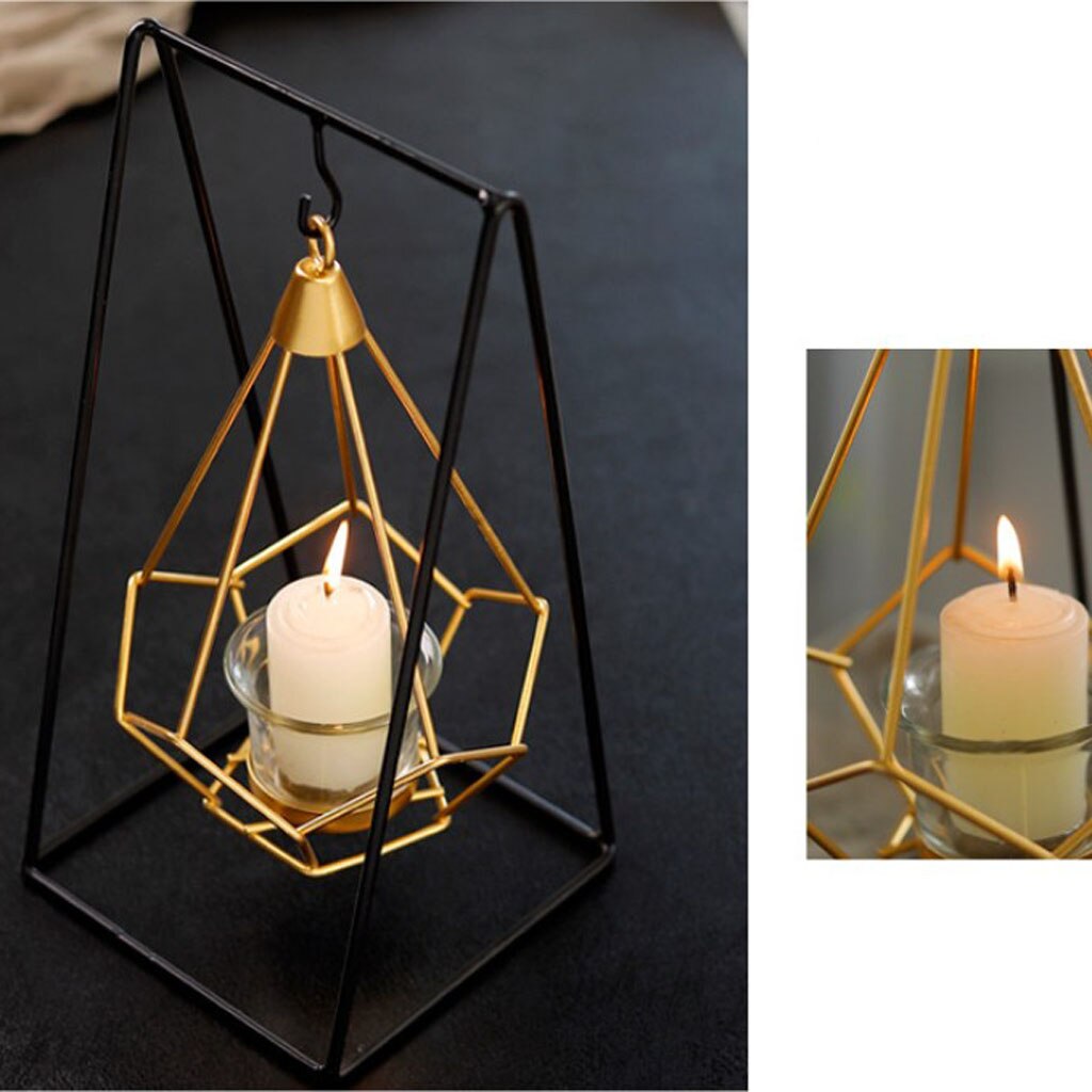 Nordic Stijl Ijzer Geometrische Kandelaars Glas Theelichthouder Thuis Versieren Metal Ambachten Wedding Party Decoratie