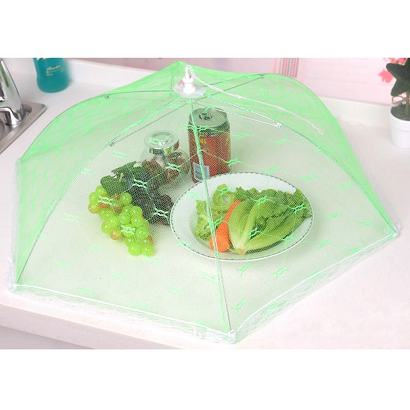 Sekskantet gaze mad dækker paraply stil anti fly myg køkken madlavning værktøjer måltid dække bordnet mad dækning