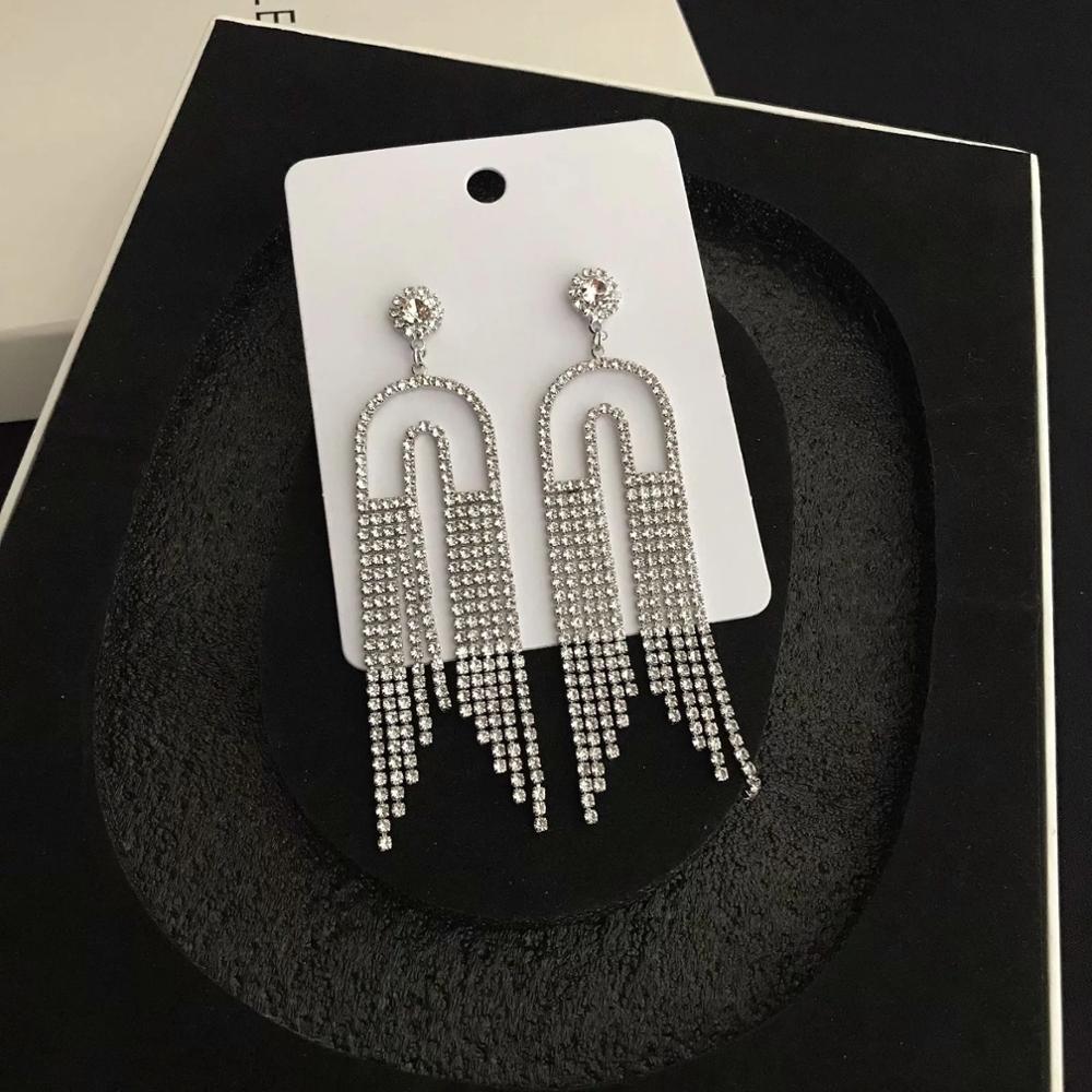 Full Rhinestone Women Earrings Shining Pendants Jewelry earrings Geometric U-shaped Crystal Charm