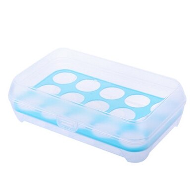 15 ägg box kök krispiga utomhus portabel picknick ägg förvaringsbox plast ägg box: Blå
