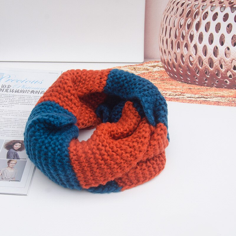 Snoodd Scarf Knitted Winter Warm Infinity Women Ring Scarf Color Matching Soft Neck Loop Circle Foulard Femme