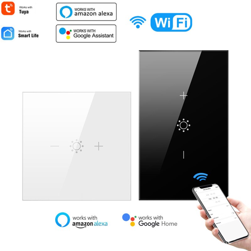 Tuya WiFi Smart Light Touch Switch Dimmer Neutral Wire Required Smart Life APP control Alexa Google Home Compatible 1 Gang EU US