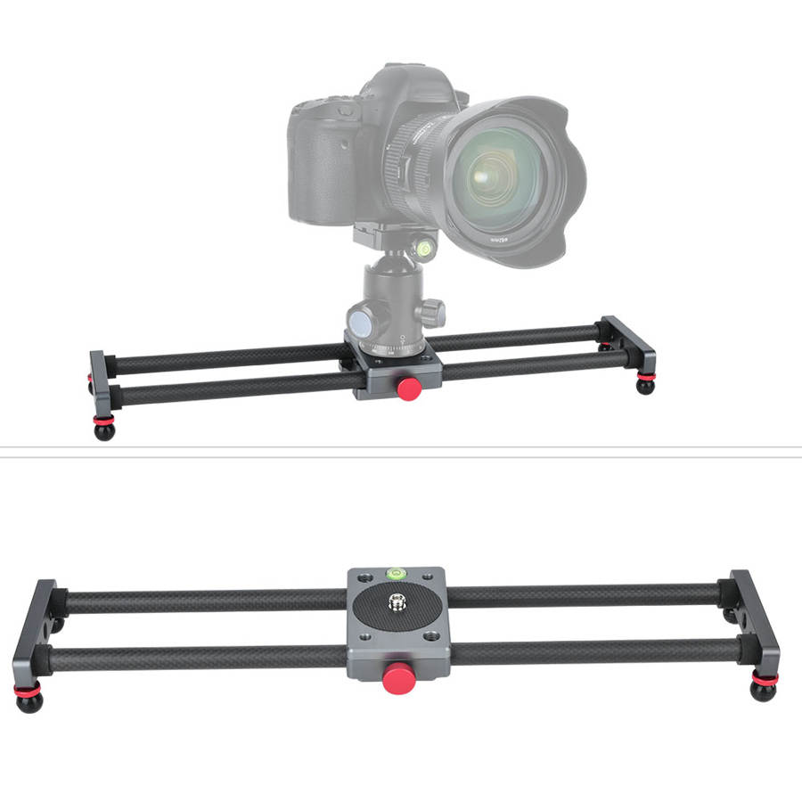 40cm Carbon Fiber Lightweight Photography Track Slider Rail with 1/4in 3/8in Screw Hole Air Level for Smartphone DSLR Camera