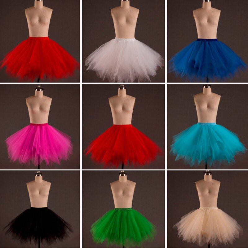 Short Petticoat Tulle Skirts Womens Elastic Stretchy Layers Summer Adult Tutu Skirt Swing Rockabilly Underskirt