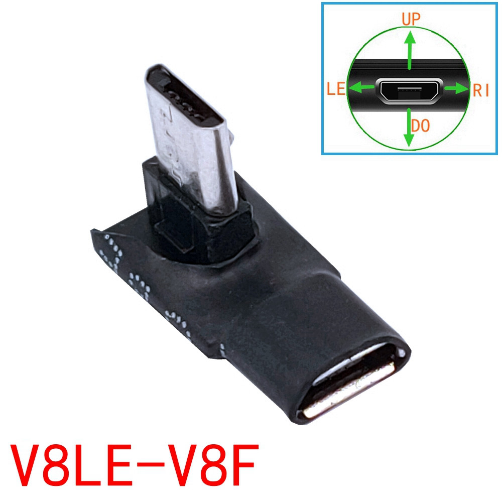 DIY Micro USB Female to Micro USB Connector Adapter Plug L Shaped Micro USB Male to Female Converter: black