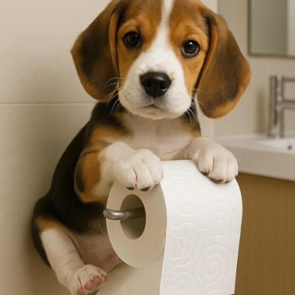 Wall Mount Toilet Paper Holder Dog Shape Funny 3D Printed Towel Holder Paper Rack Bathroom Dog Sculpture Paper Holder