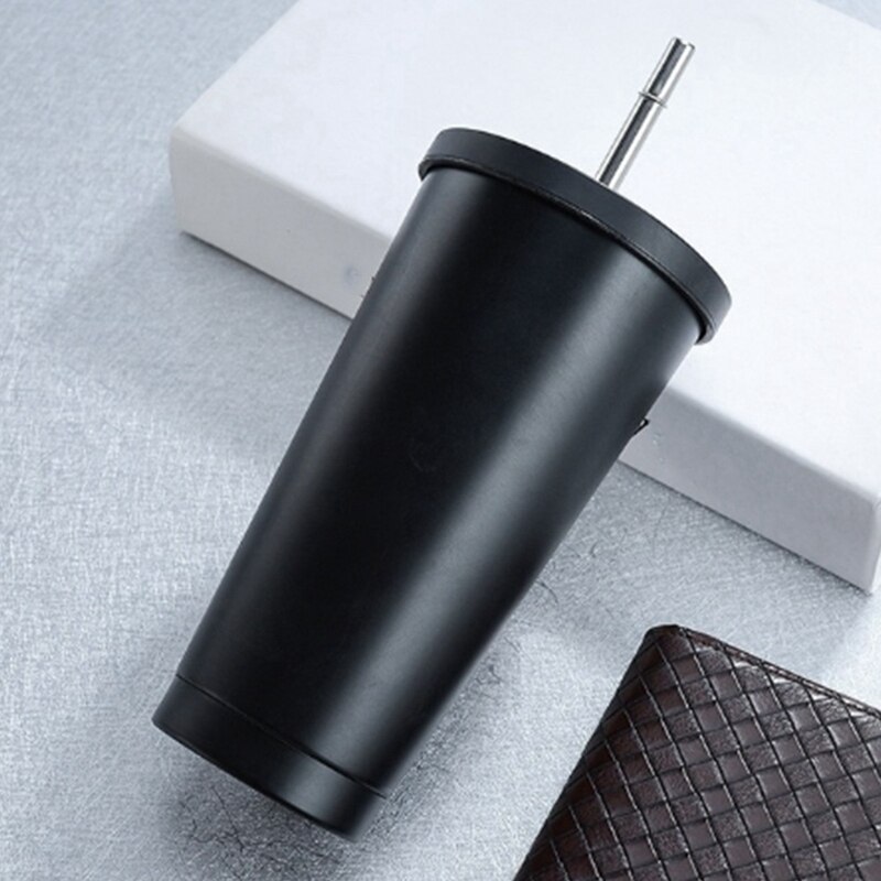 Stainless Steel Coffee Mug Thermo Mug with Lid Beer Mugs for Tea Cup Vacuum Flask Metal Cup Travel Cups(Black): Default Title