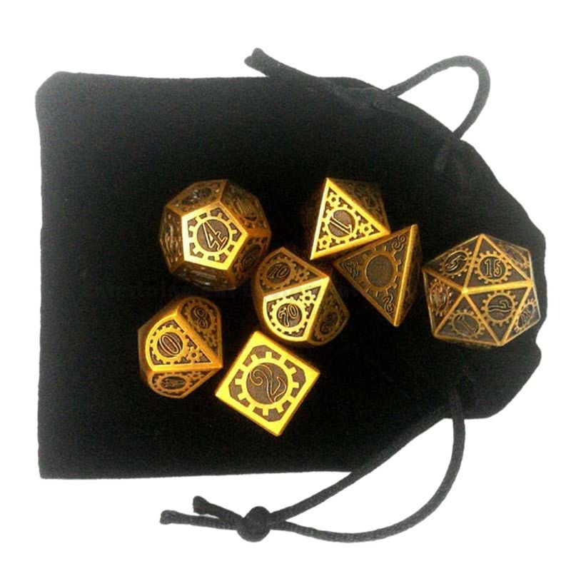 Jeu de dés en métal jeu de dés polyèdre en métal jeux de rôle RPG mdn jeu de société D4 D6 D8 D10 D12 D20 pour D & D