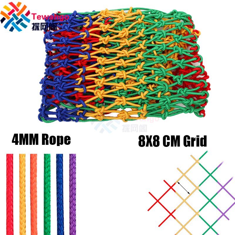 Color Knotted Nylon Net Balcony Stair Barrier Fall Protection Safety Net For Kids 4mm Rope 8cm Mesh Heavy Duty Hanging Network: Default Title