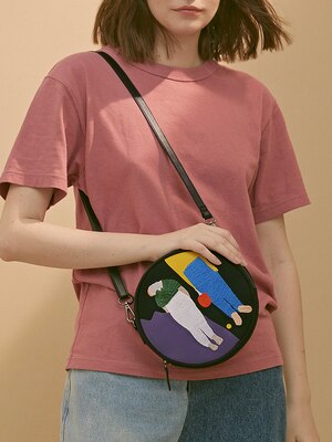 Tanto loja yizi 2019 moda design original nova lona bordado redondo bolsa de ombro único para mulher