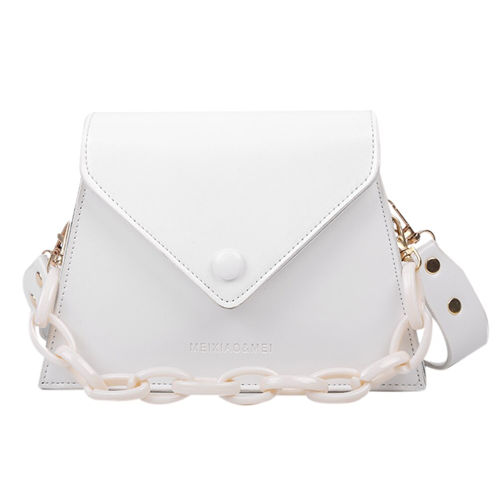 Novo 2020 saco do mensageiro do plutônio moda feminina cor sólida bolsas de ombro corrente crossbody bolsa feminina senhora pequena elegante totes: WHITE