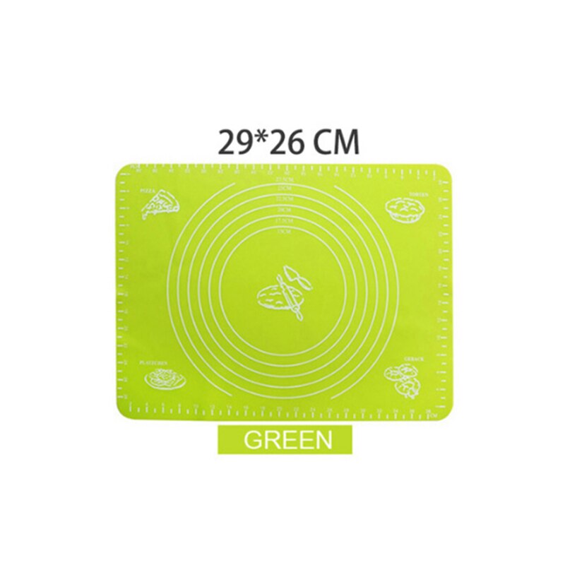 Reusable Silicone Baking Mat Eco-Friendly Mat For Rolling Dough Pad Large Non-stick Oven Patisserie Baking Accessories Tools: green 29X26cm