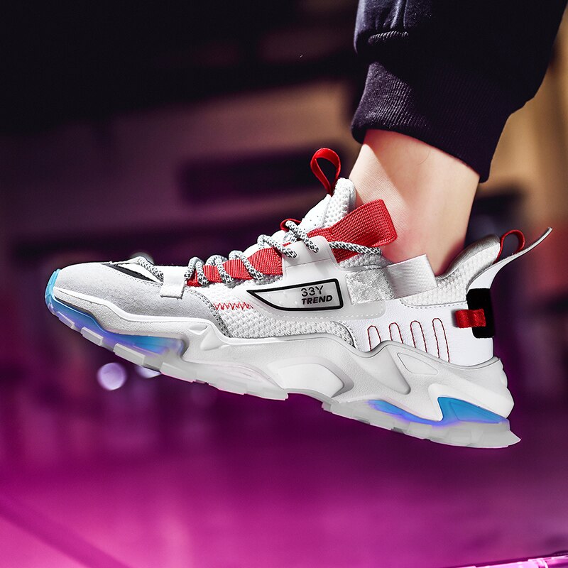 Hemmyi Chunky Sneakers mężczyźni odkryty platformy buty człowiek oddychające sznurowane męskie buty sportowe połączenie podeszwa wsparcie Dropshipping