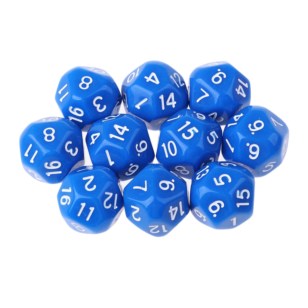 16-Sided D16 Acrylic Dices Table Game Accessory Toys for DND MTG TRPG 10Pcs