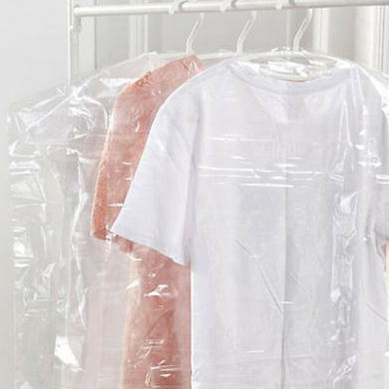 Fundas para cubrir trajes y vestidos de plástico transparente, colgador de ropa a prueba de polvo, Protector de almacenamiento, 90x60cm, 20 Uds.