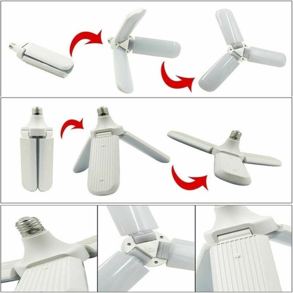 LED Garage Light 360 Degrees Deformable Ceiling Light For Home Warehouse Workshop Folding Three-Leaf Deformation Lamp