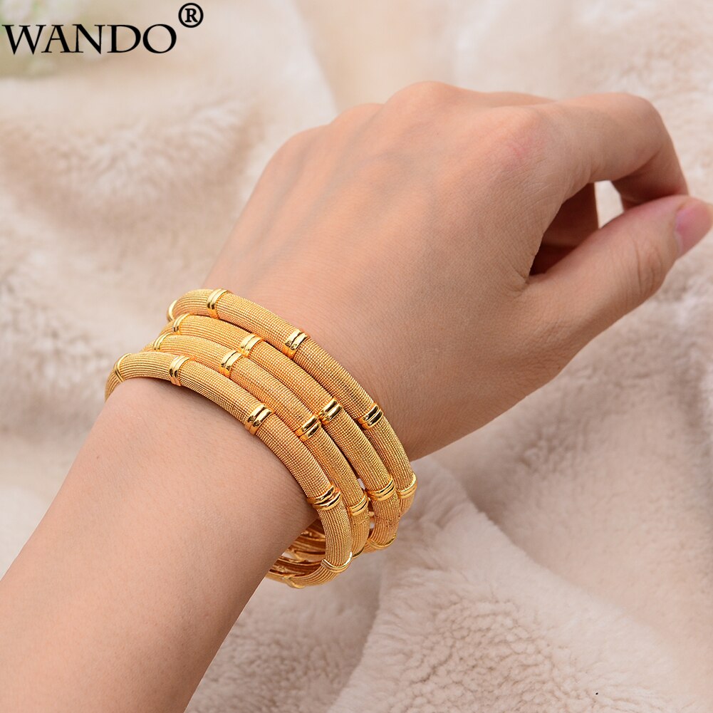 WANDO 4 piezas nueva dama lujo oro Color joyería brazaletes etíope mujeres africanas Dubai pulsera boda