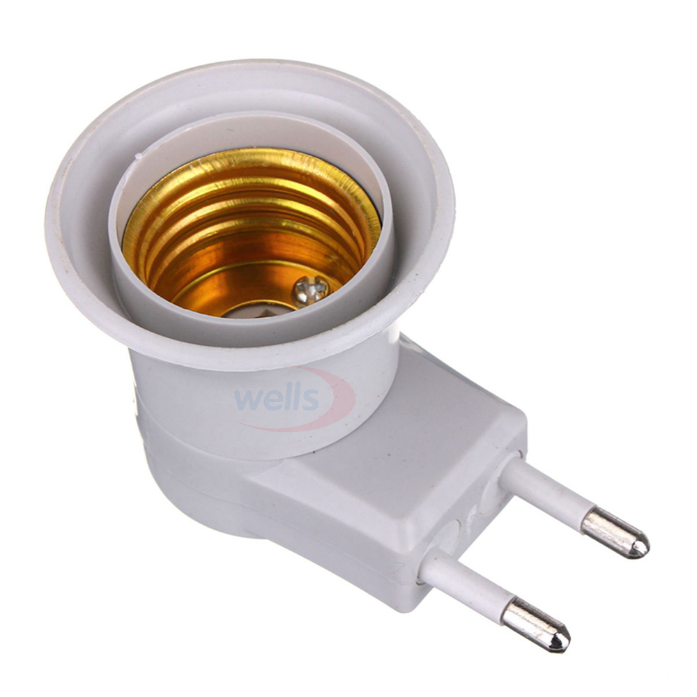 Bulb Lamp Eu Type Plug Adapter E27 Led Light Man Socket Converter Met Aan/Uit Knop Houder