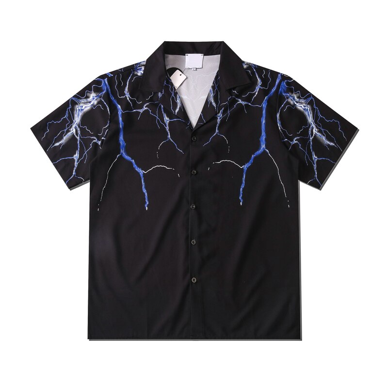Dark Icon Polo azul Flash para hombre, camisas hawaianas ligeras de verano, camisa Vintage de calle: XL