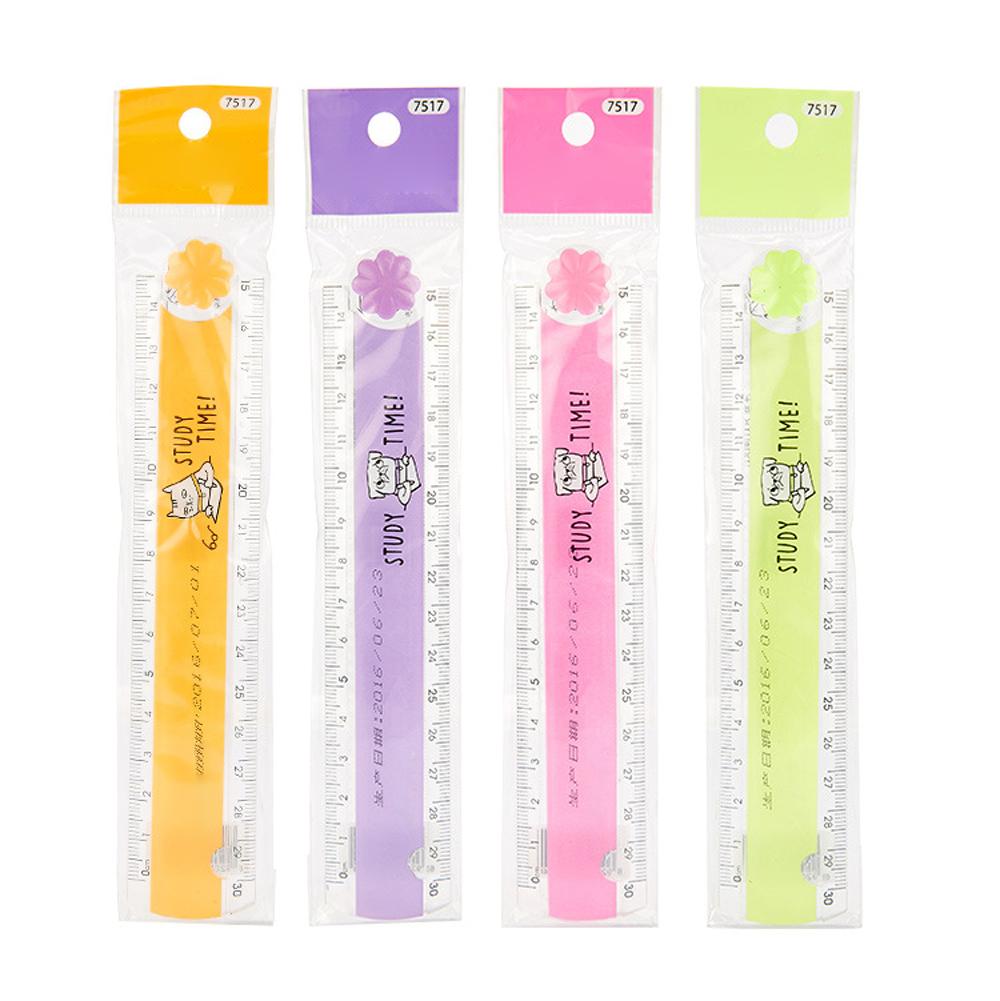 Colorful Folding Ruler Cute Geometry 30CM Foldable Cartoon Plastic Drawing Patterns School Stationery Students Ruler Kids