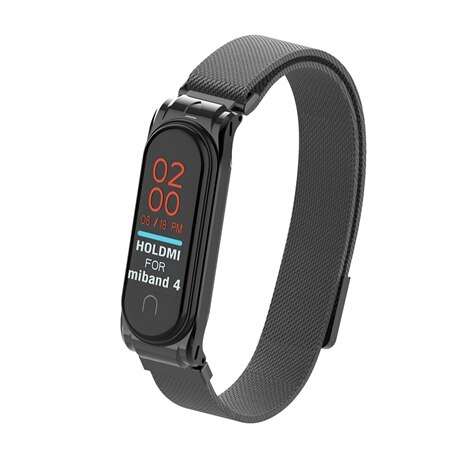YUEDAER mi Band 4 correa de Metal para Xiaomi mi Band 4 correa de acero inoxidable mi Band 4 correas de muñeca mi lanese Loop mi Band4: Milanese Black