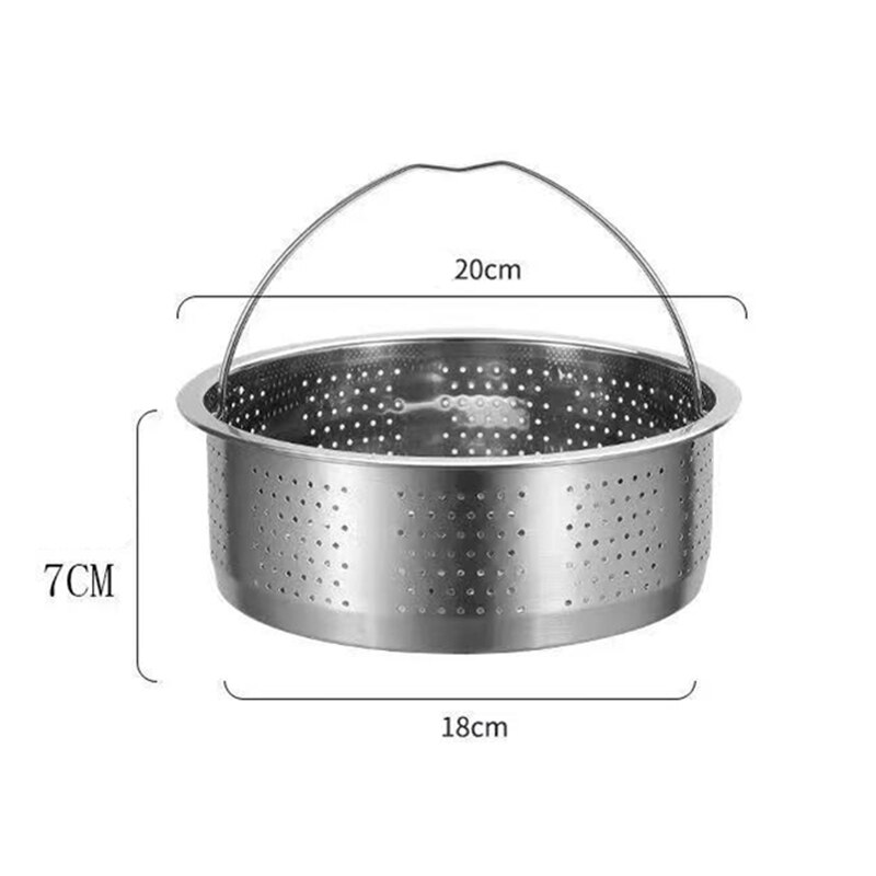 Kitchen Stainless Steel Food Steamer Basket with Silicone Handle Feet Rice Pressure Cooker Steaming Grid Cooking Utensils: 20cm