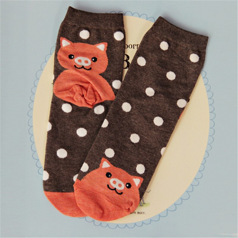Recomendo!! Bonito dos desenhos animados das mulheres meias 100% algodão outono dos desenhos animados meias engraçadas das mulheres inverno legal animal algodão meia menina