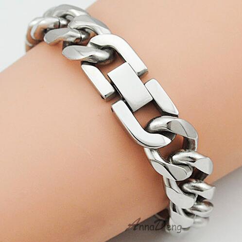 CHIMDOU 21 cm 13mm Coole Edelstahl Pop Punk Felsen Stil Runde Kette Verknüpfung Armbinde Männer schmuck AB713: 13mm Silber- Farbe